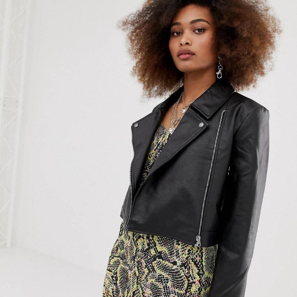 Leather Look Cropped Jacket